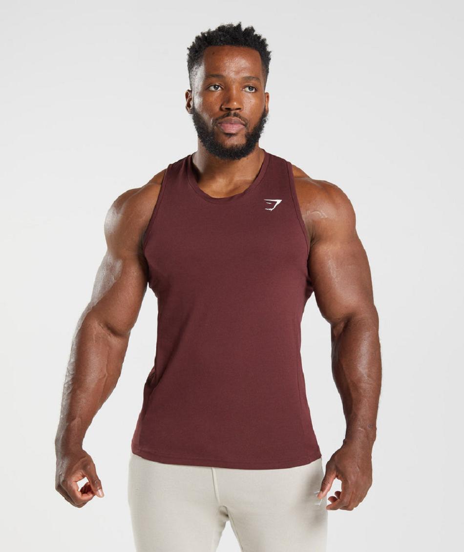 Camiseta Tirantes Gymshark React Hombre Burdeos | CO 3164AHK